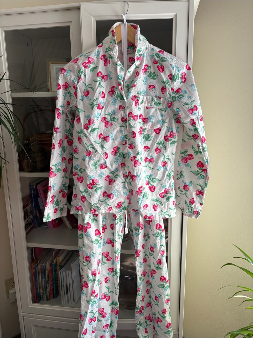 Cath Kidston London White Strawberry-Print Pajama Set
